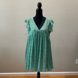 Green Printed Babydoll Dress Vici